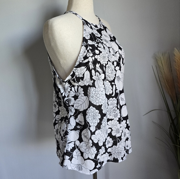 J.Crew, New Amber Black White Classic Floral Linen Halter Tank Top Size Large - Picture 4 of 12